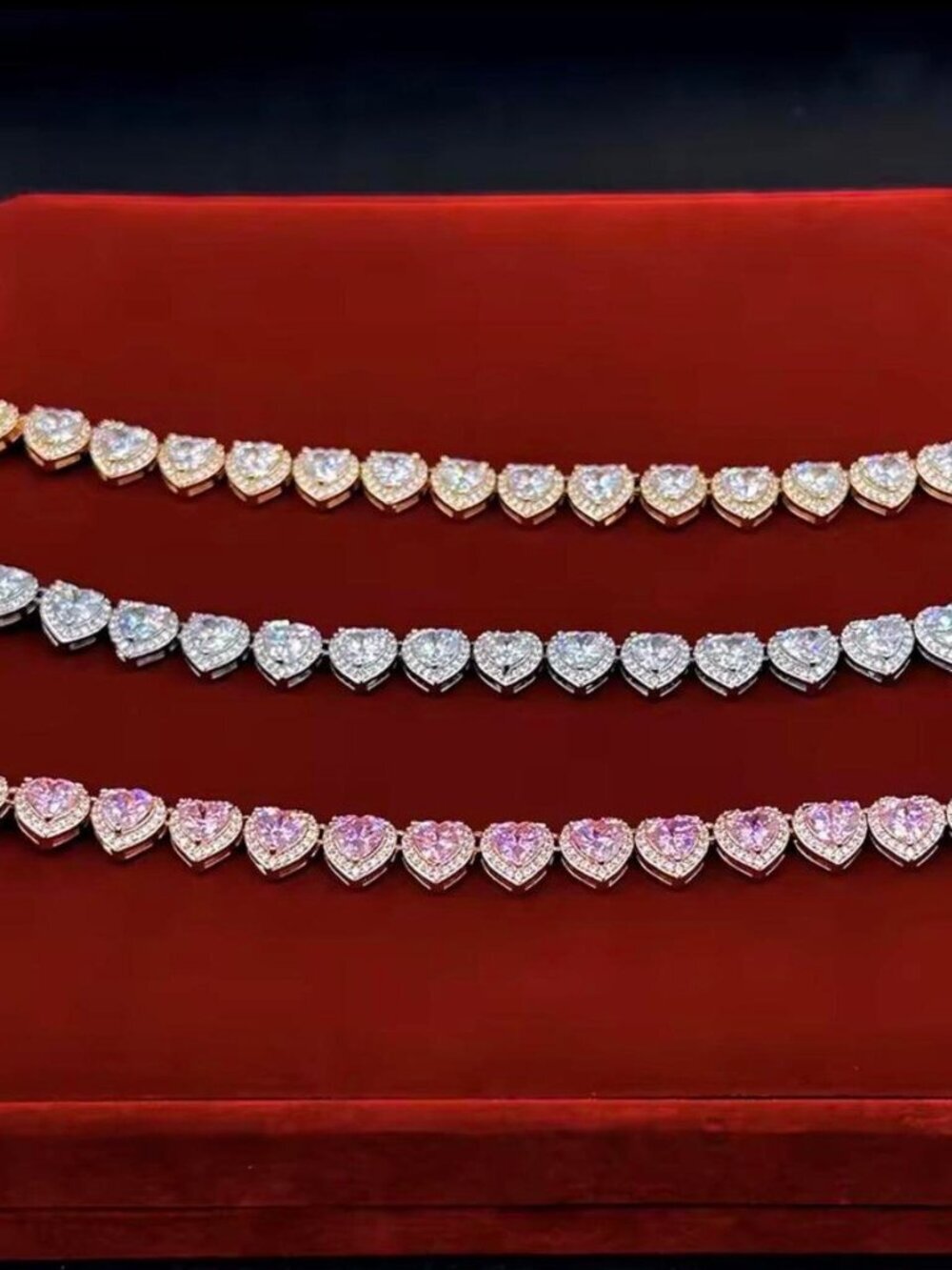 Iced Out Heart gold Tennis Necklace 16inch - Picture 5 of 5